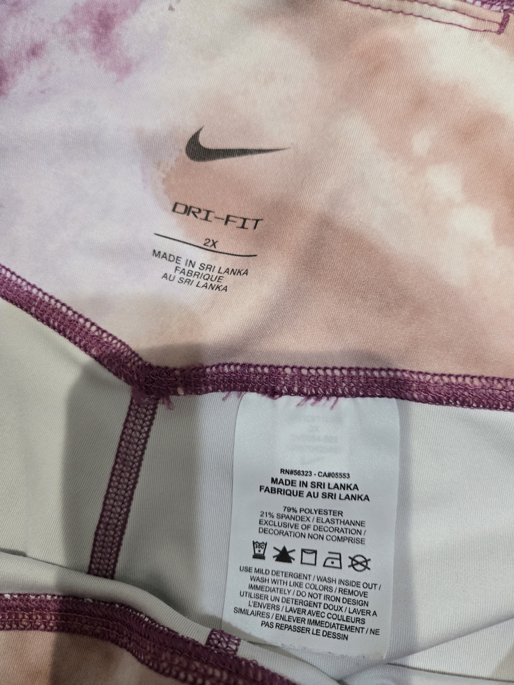 Nike Women's Tie-Dye Bike Shorts - Pink, Purple & Peach - Picture 3 of 5